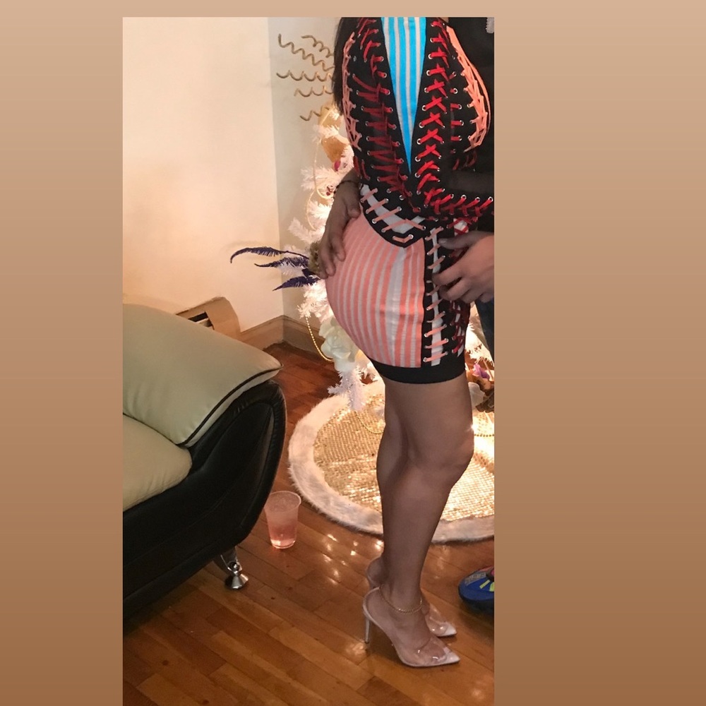 Beautiful multicolored dress. Worn once. Size Large (runs small)